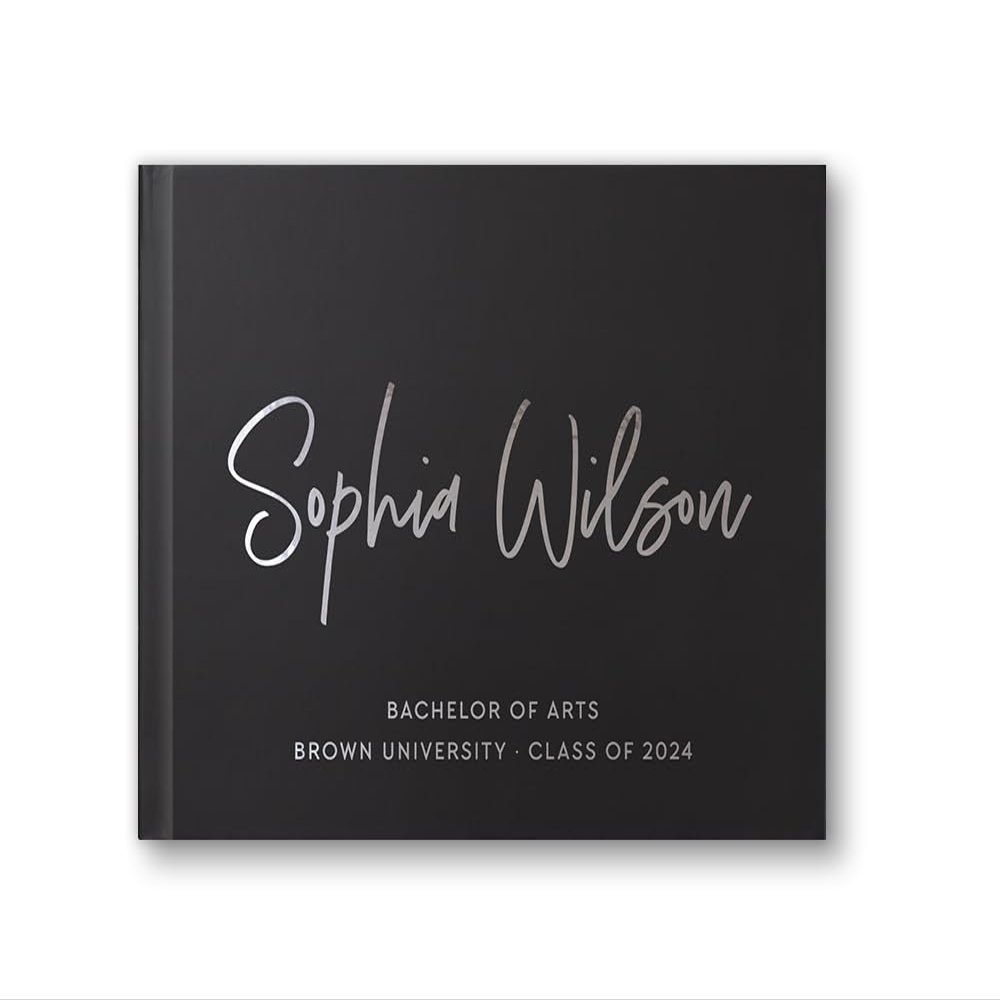 Graduation Book for Graduating College Student Classmates, Graduation Party Photo Album Advice Well Wishes - Black Silver (10x8)