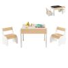 HONEY JOY Kids Table and Chair Set, 4-in-1 Children Wooden Activity Table and 2 Chairs for Art Craft, Reversible Blackboard, 3 PCS Toddler Furniture with Storage, Gift for Boys Girls (Natural) view 1