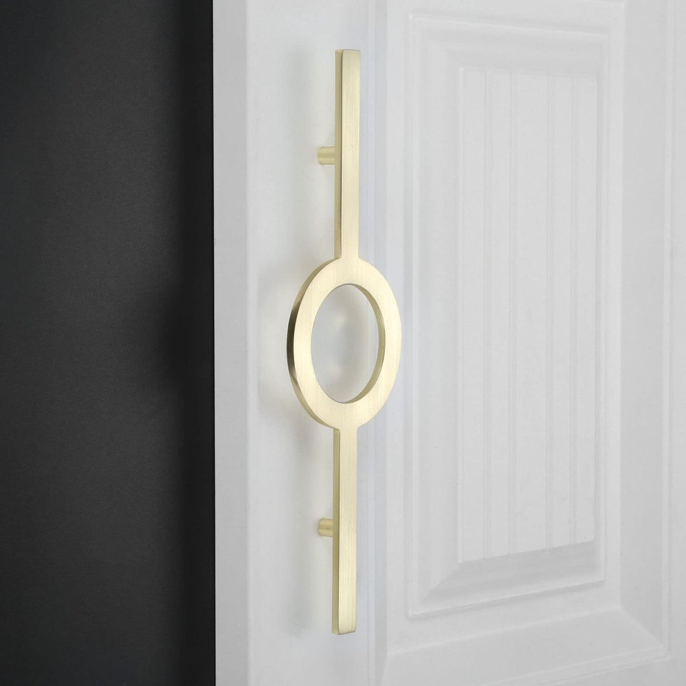 Southst 1pc 128mm Modern Dresser Pull Handles Black/Gold Drawer Kit Cabinet Handle Door Pull Handles Knob Furniture Hardware W/Screw - (Color: B)