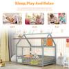 Bellemave Full Size House Floor Bed,Wooden Montessori Bed with Fence and Roof for Kids,Playhouse Full Bed Frame for Girls,Boys(Full,Gray) view 3
