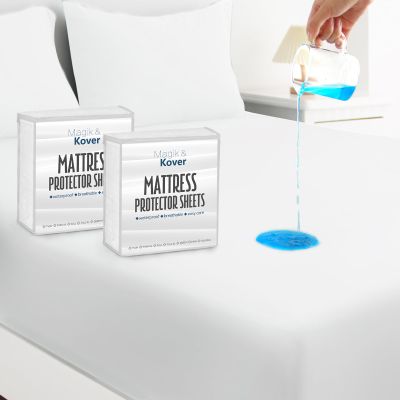 Twin Mattress Protector Cover 2 Pack, Waterproof Bed Twin Fitted Sheet