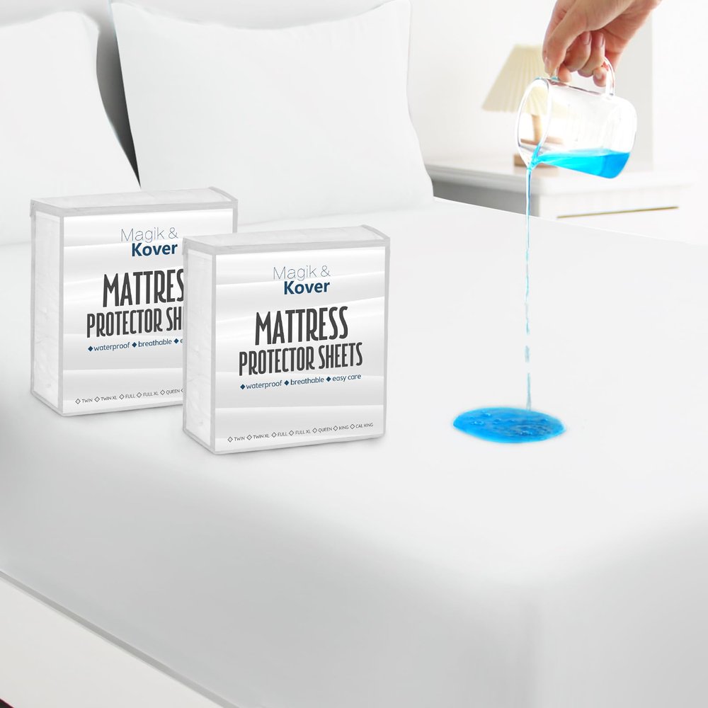 Twin Mattress Protector Cover 2 Pack, Waterproof Bed Twin Fitted Sheet