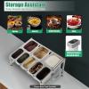 RustyVioum 2-Tier Expandable Spice Rack, Stainless Steel Organizer Shelf with Pans Ladles Lids, 66lbs Free Standing Countertop Holder for Home or Commercial Kitchens, (5 1/9 Pans + 3 1/6 Pan) view 3