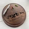 Personalized Circular Cutting Board, Engraved Round Cutting Board, Mountain Themed Gift, Chalet Dcor, Ski Family Gift, Chalet Gift, 087 (Maple, Circle 13.5") view 1