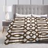 DKJlitter Ultra-Soft Modern White and Brown Trellis Pattern Flannel Fleece Throw Blanket Cozy and Lightweight Perfect for Bed, Couch, Sofa, and Gifts 60"x50" view 4