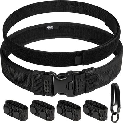 VISMIX Nylon Duty Belt 2" Hook Lining Outer Belt with Loop Inner, Duty Belt with Key Holder and Keepers