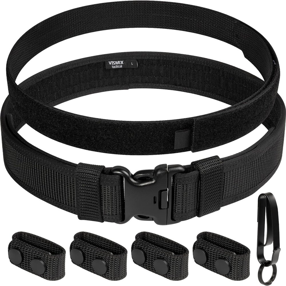 VISMIX Nylon Duty Belt 2" Hook Lining Outer Belt with Loop Inner, Duty Belt with Key Holder and Keepers