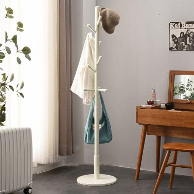 ELZEM Wood Coat Rack Freestanding, Coat Stand with 10 Hooks, Coat Tree Sturdy Base,for Clothes/Bag/Hats, Hanger Stand for Entryway/Living Room/Bedroom/Office C,Disc