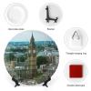 10" Decorative Plate Architecture Big Ben Buildings Round Ceramic Plate with Display Stand Modern Porcelain Table Plate Wall Hanging Decoration for Home Office Collectible Art Souvenir view 3