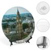 10" Decorative Plate Architecture Big Ben Buildings Round Ceramic Plate with Display Stand Modern Porcelain Table Plate Wall Hanging Decoration for Home Office Collectible Art Souvenir view 4