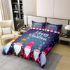 100% Cotton Christmas Comforter Cover Xmas Gnomes Bedding Sets Happy New Year Duvet Cover Set For Kids Boys Girls Snowing Winter Xmas Gift Bedspreads Cover Bedroom Decor King Size Navy Blue view 2