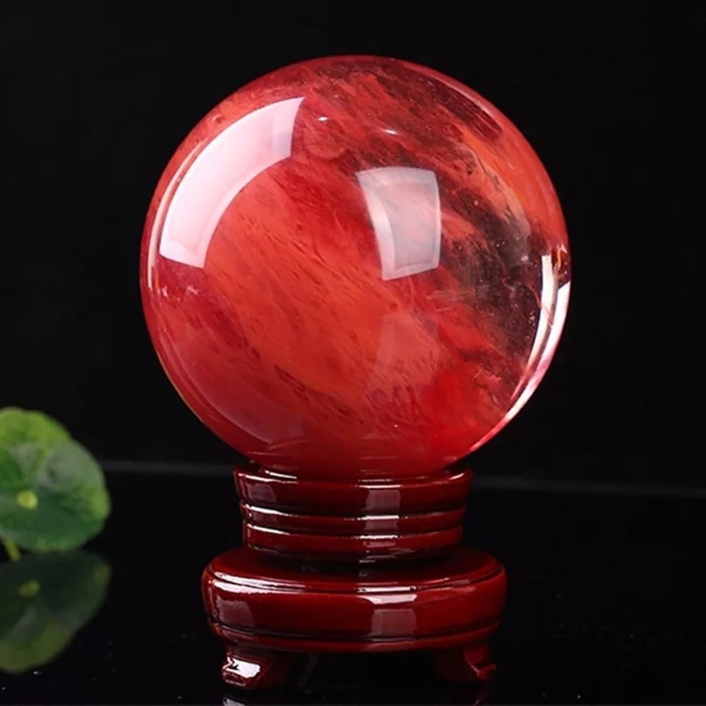 AtkitS Quartz Crystal Sphere Healing Ball Red Color Clear Beautiful 1 Piece (Size : 6cm)