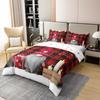 100% Cotton Xmas Gnome Comforter Cover for Kids, Cartoon Santa Claus Duvet Cover Queen Size Merry Christmas Bedding Set Geometric Checkered Plaid Quilt Cover for Little Girls Boys Teens Adult,Red view 3