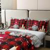 100% Cotton Xmas Gnome Comforter Cover for Kids, Cartoon Santa Claus Duvet Cover Queen Size Merry Christmas Bedding Set Geometric Checkered Plaid Quilt Cover for Little Girls Boys Teens Adult,Red view 4