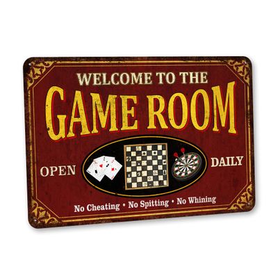 Chico Creek Signs Game Room Sign Red Video Game Theme 12"x18" Premium Aluminum Composite Wall Mount