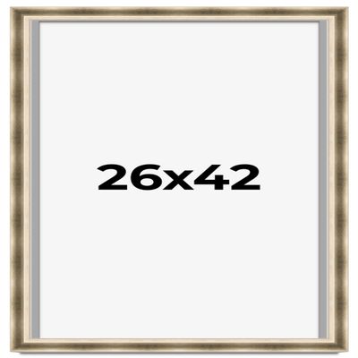 26x42 Shadow Box Frame Silver | 1.75 Inches Deep Real Wood Traditional Shadowbox Display Frame | UV Resistant Acrylic Front, Acid Free Backing, and Hanging Hardware | Dakota Picture Frame Style