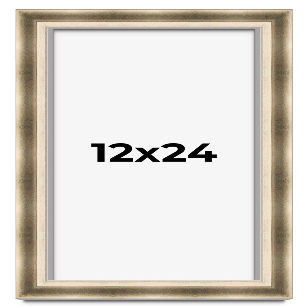 12x24 Shadow Box Frame Silver | 1.75 Inches Deep Real Wood Traditional Shadowbox Display Frame | UV Resistant Acrylic Front, Acid Free Backing, and Hanging Hardware | Dakota Picture Frame Style