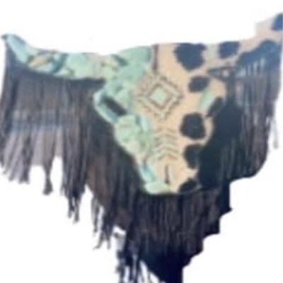 Bull Skull with turquoise stones and fringe Car Freshie (night ice)