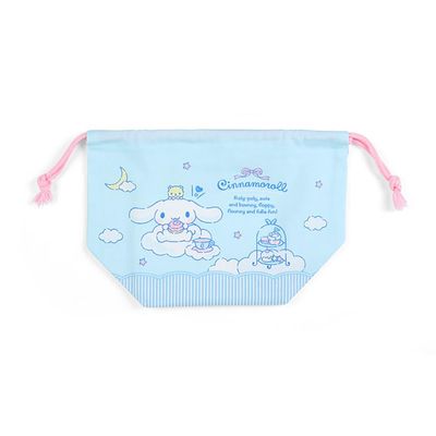 SANRIO Cinnamoroll Lunch Drawstring Bag - Blue, Reusable Lunch Bag - 3 Compartments, Leak Resistant, Stackable, Airtight