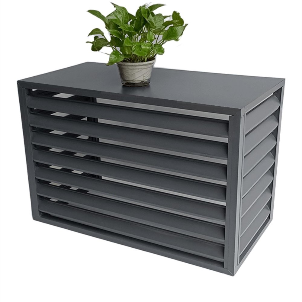 Air Conditioner Fence Screen Condensing Unit Protective Cover, Water Proof Dustproof Heavy Duty Window Ac Rack,aluminum Outdoor Privacy Ac Covers, Flower Stand ( Color : Gray , Size : 110x60x80cm )