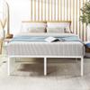 Best Price Mattress 18 Inch Metal Platform Bed Frame, Heavy Duty Steel Slats, White, Queen view 1