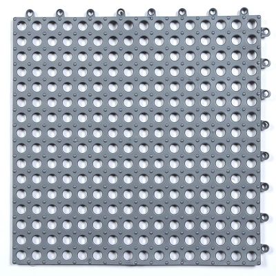 12x12 Inch Interlocking Rubber Floor Tiles Non-Slip Splicing Drainage Mat Modular Interlocking Cushion Mats for Drain Deck Pool Shower Bathroom Kitchen(Gray,6 Pieces)