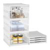 SEAVI Shoe Box Collapsible Plastic Storage Box with Lid - Shoe Storage Organizer Container Collapsible Storage Bin Plastic Storage Box Collapsible Storage Stackable Sneaker Storage Tote ThreeFloors view 1