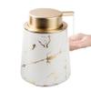 15 Oz Marble Gold Inlay Ceramic Lotion Dispenser Liquid Hand Soap Dispenser,Large Capacity Refillable Matte Press Type Marble Soap Dispenser for Bathroom Countertop, Kitchen White Pattern view 1