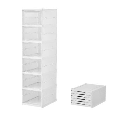 SEAVI Collapsible Shoe Box, Plastic Storage Box with Lid, Shoe Storage Shoe Organizer Sneaker Storage Storage Container Collapsible Storage Bin Reusable Storage Box Stackable Storage Tote SixFloors