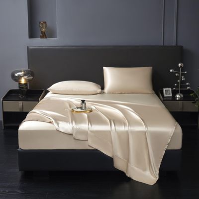 4 Pcs King Size Luxury Silky Soft Gold Satin Sheet Set,1 Premium Moisture Wicking Fitted Sheet Fits Up to 16 Inches Deep Pocket + 1 Flat Sheet + 2 PillowcasesGold, King