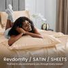 4 Pcs King Size Luxury Silky Soft Gold Satin Sheet Set,1 Premium Moisture Wicking Fitted Sheet Fits Up to 16 Inches Deep Pocket + 1 Flat Sheet + 2 PillowcasesGold, King view 4