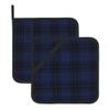 2 Pack Navy Blue Tartan Plaid Pot Holders with Hanging Loops,Heat Resistant Countertop Hot Pads, Contry Style Potholder Set for Kitchen Baking Chef Barbeque,Square,8x8 inch view 1