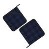 2 Pack Navy Blue Tartan Plaid Pot Holders with Hanging Loops,Heat Resistant Countertop Hot Pads, Contry Style Potholder Set for Kitchen Baking Chef Barbeque,Square,8x8 inch view 2