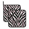 2 Pack Pink Zebra Print Pot Holders with Hanging Loops,Heat Resistant Countertop Hot Pads, Contry Style Potholder Set for Kitchen Baking Chef Barbeque,Square,8x8 inch view 1