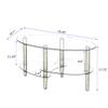 35.44 Transparent Oval Glass Coffee Table, Modern Table with Oak Wood Leg Tea Table 3-Layer Glass Table for Living Room Office, Easy Assemble view 2