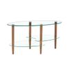 35.44 Transparent Oval Glass Coffee Table, Modern Table with Oak Wood Leg Tea Table 3-Layer Glass Table for Living Room Office, Easy Assemble view 3
