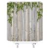 HYKHYK Bamboo Shower Curtain Japanese Asian Green Leaf Plant Nature Fabric Bathroom Curtain Set with Hooks(67" Wx70 H) view 3