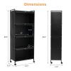 Giantex 5-Tier Kitchen Storage Cabinet, Mobile Microwave Stand with Flip-up PC Doors, Freestanding Kitchen Bakers Rack with 4 Rolling Casters, for Dining Room, Living Room and Study, Black view 3