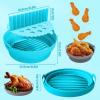 2Pcs Air Fryer Silicone Liners with Divider Trays, silicone Non-Stick Air Fryer Basket Bowl, Collapsible Pot Oven Liner Backing Tray, Air Fryer Inserts Used for Kitchen Oven (Gray & Blue) view 2