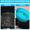 2Pcs Air Fryer Silicone Liners with Divider Trays, silicone Non-Stick Air Fryer Basket Bowl, Collapsible Pot Oven Liner Backing Tray, Air Fryer Inserts Used for Kitchen Oven (Gray & Blue) view 4