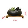 Tabletop Water Fountain Ceramic Tabletop Fountain for Indoor and Outdoor Table Desk Office Patio Black Ceramic Fountain with Pumps and Wooden base Office Relaxation Meditation Fountain ( Color : 1 ) view 2