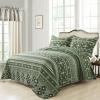 BEDIFANY Quilts Queen Size, Reversible Lightweight Bedspread with Boho Geometry Printed, Bed Spread Coverlet Sets for Bed Decoration, All-Season Queen Quilt Bedding Set (90 * 98 in), 3 Pieces - Green view 2