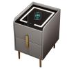 PERTID Gold Smart LED Nightstand,Unique Sofa End Table with Drawer,Small Side Table with Wireless Charging Station and USB Port (Color : Light Gray, Size : 35cm) view 1