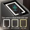 PERTID Gold Smart LED Nightstand,Unique Sofa End Table with Drawer,Small Side Table with Wireless Charging Station and USB Port (Color : Light Gray, Size : 35cm) view 4