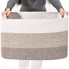 ICERZCZ Large Rectangle Blanket Basket, Large Storage Basket for Organizing, Cotton Rope Woven Basket for Storage with Handles, Baby Nursery Living Room Bedroom, 22x17x12, 75L view 1