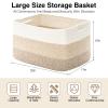 ICERZCZ Large Rectangle Blanket Basket, Large Storage Basket for Organizing, Cotton Rope Woven Basket for Storage with Handles, Baby Nursery Living Room Bedroom, 22x17x12, 75L view 3