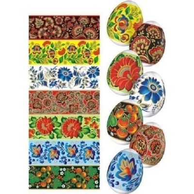 1 Pcs Of Heat Shrink Wrap - Sleeve Decoration Sticker Easter Egg Wraps Pysanka Flowers