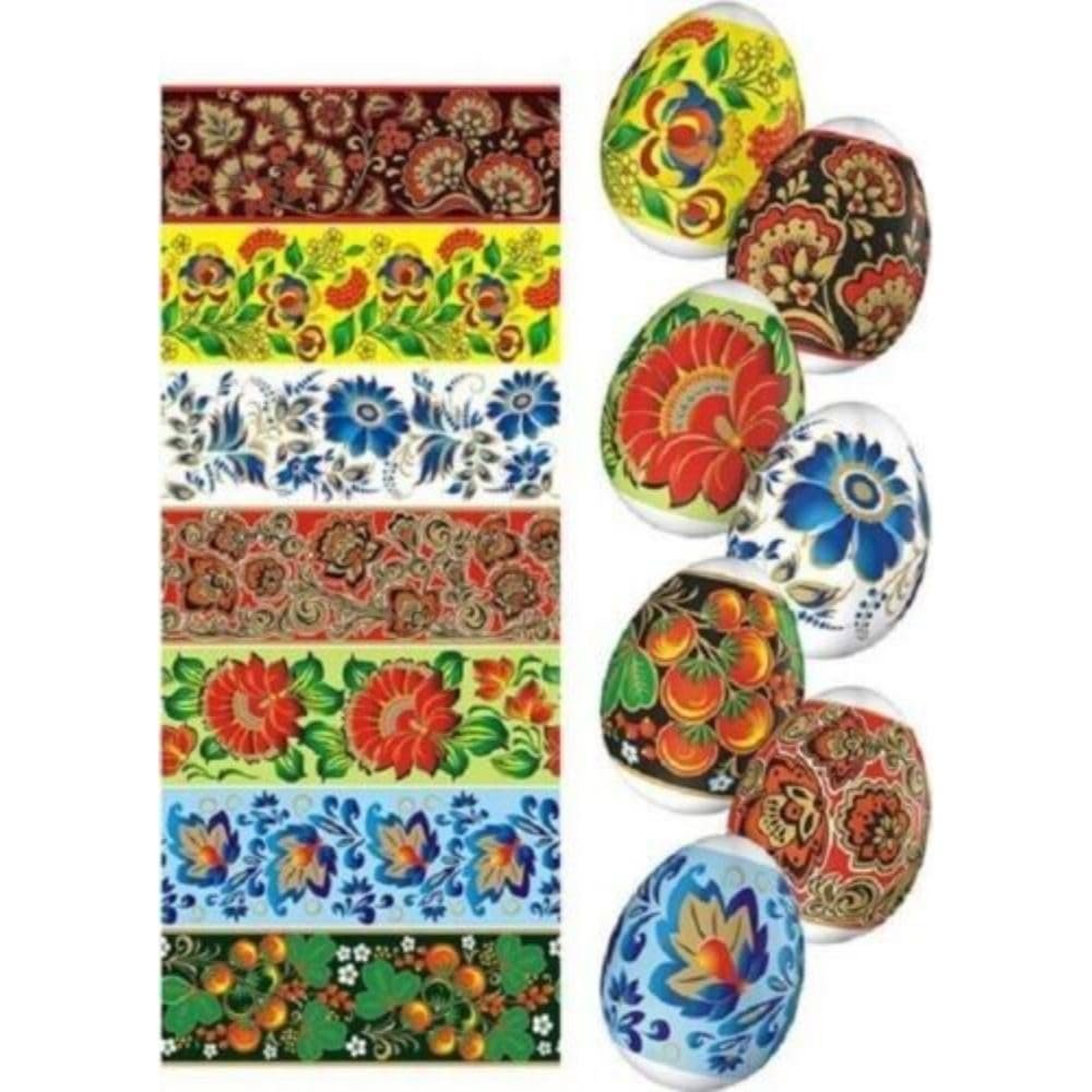1 Pcs Of Heat Shrink Wrap - Sleeve Decoration Sticker Easter Egg Wraps Pysanka Flowers