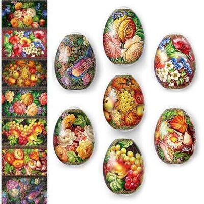 1 Pcs Of Heat Shrink Wrap - Sleeve Decoration Sticker Easter Egg Wraps Pysanka Flowers
