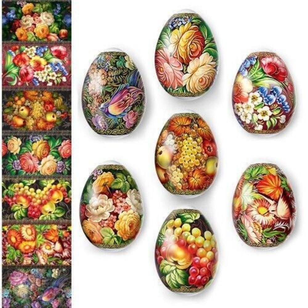 1 Pcs Of Heat Shrink Wrap - Sleeve Decoration Sticker Easter Egg Wraps Pysanka Flowers